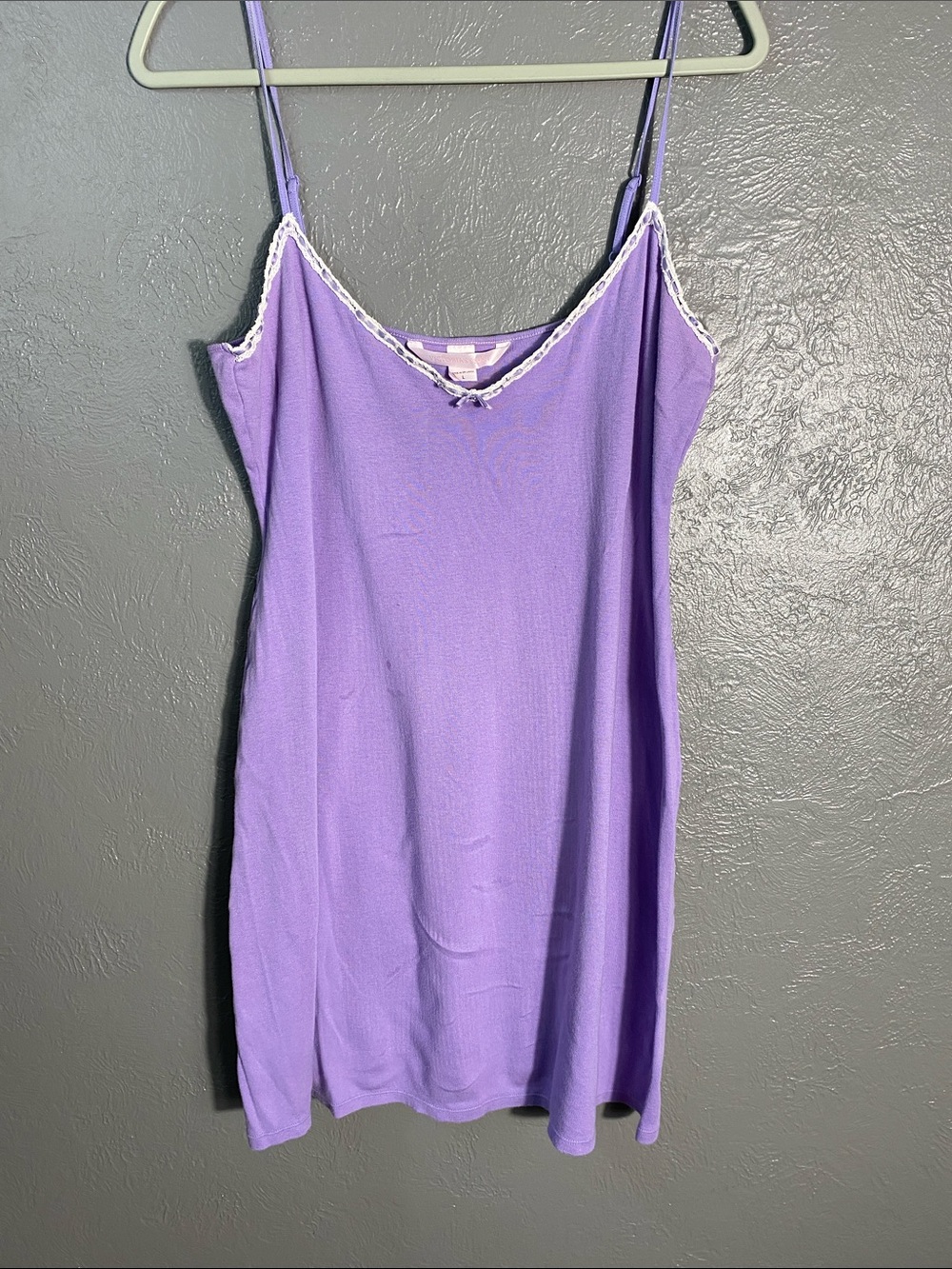 Victoria's Secret Women's Chemise L Lavender Lace Trim Sleeveless Sleep Dress
